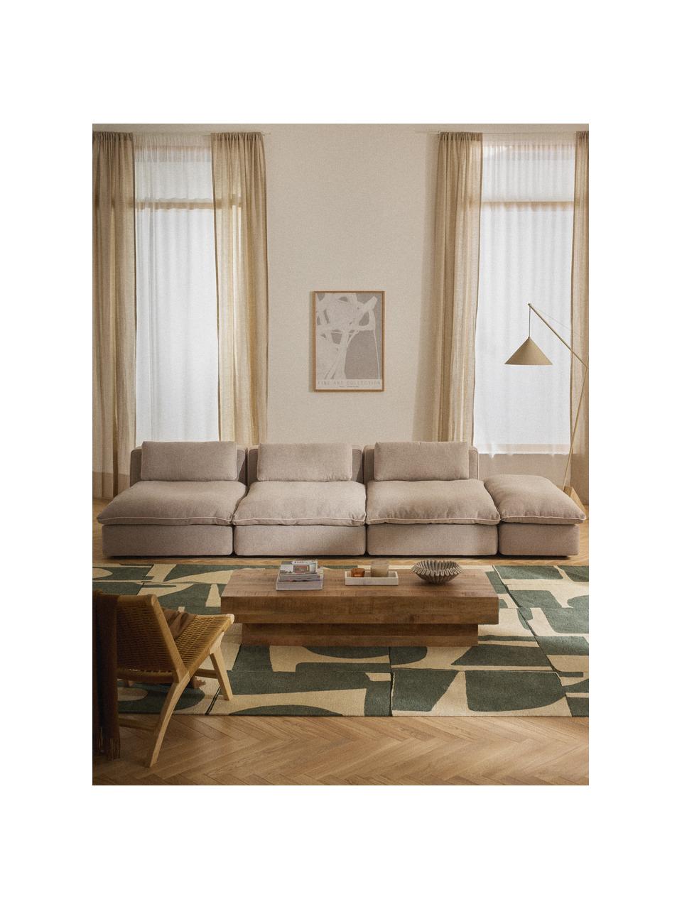 Modulares XL-Sofa Felix (3-Sitzer) mit Hocker, Bezug: 100 % Polyester Der strap, Gestell: Massives Kiefern- und Fic, Füße: Kunststoff Dieses Produkt, Webstoff Beige, B 360 x T 140 cm