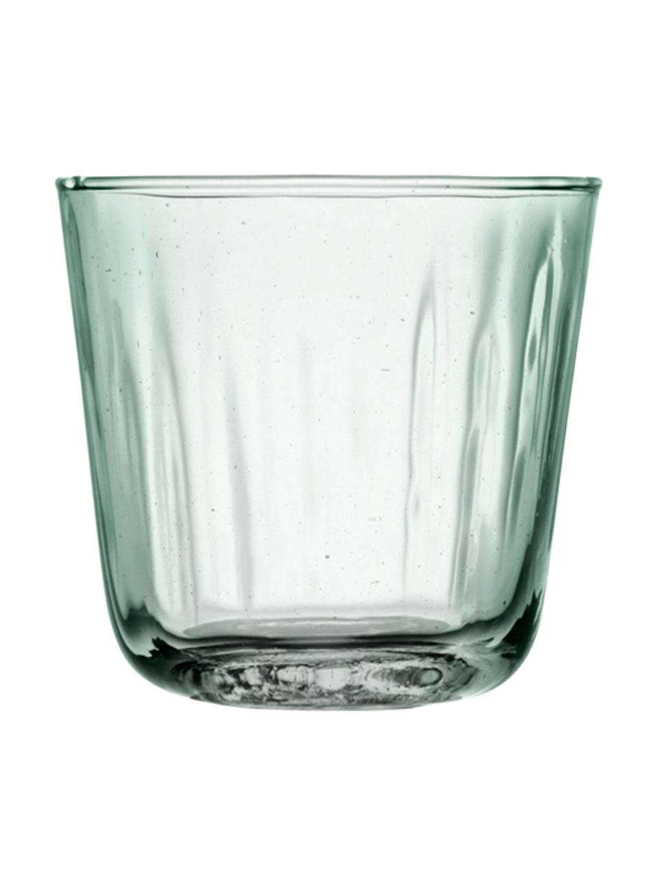 Bicchiere acqua con rilievo Mia 4 pz, Vetro riciclato, Turchese trasparente, Ø 9 x Alt. 8 cm, 250 ml