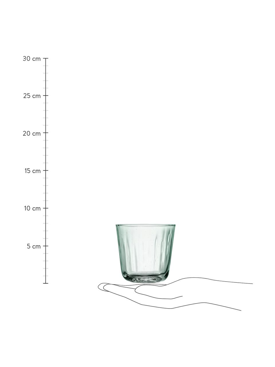 Vasos con relive de vidrio reciclado Mia, 4 uds., Vidrio reciclado, Turquesa, transparente, Ø 9 x Al 8 cm, 250 ml