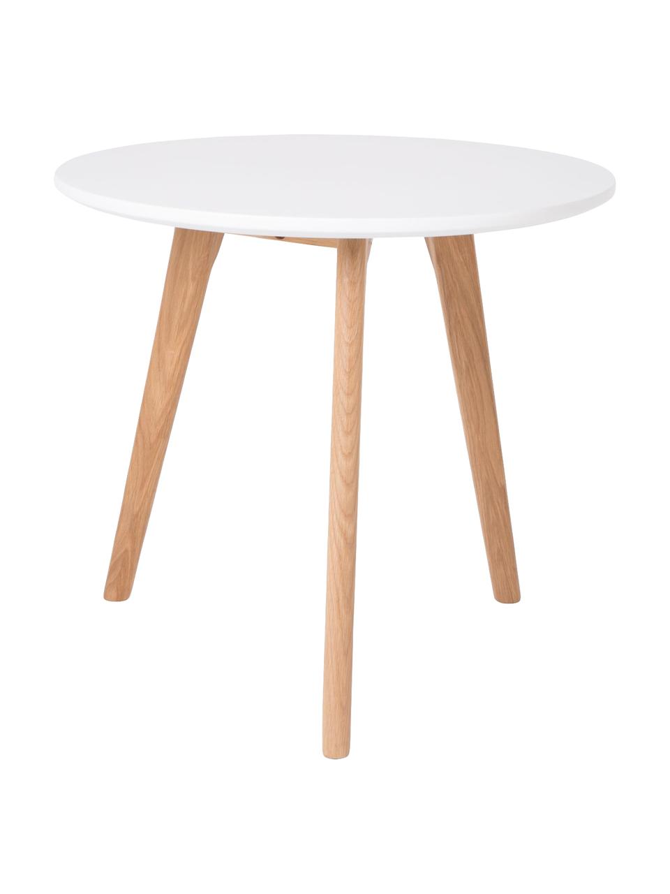 Bijzettafelsset Bodine in scandi design, 2-delig, Tafelblad: gelakt MDF, Wit, eikenhout, Set met verschillende formaten