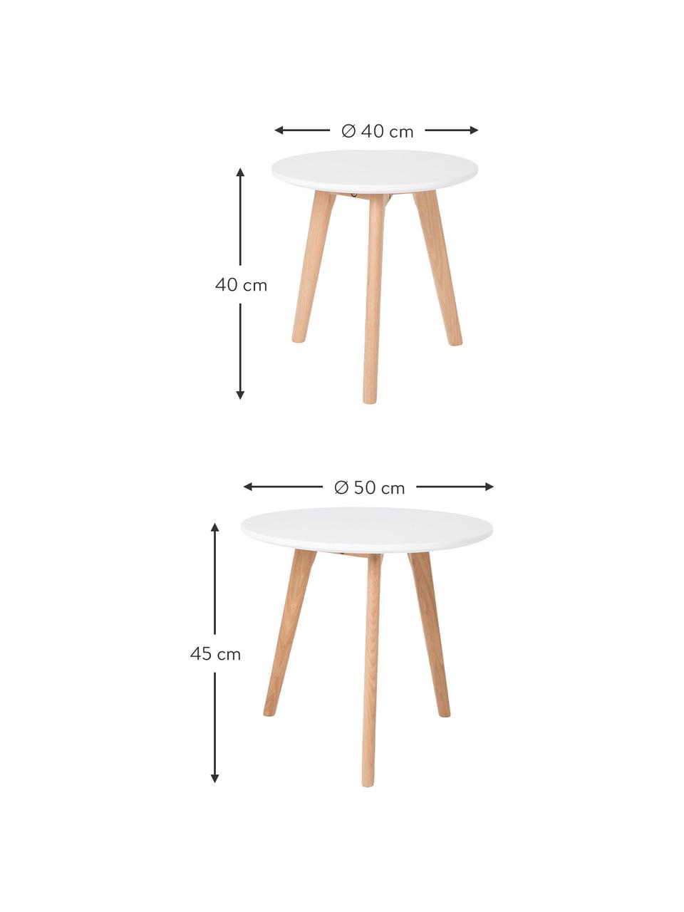 Beistelltisch-Set Bodine im Skandi Design, 2-tlg., Tischplatte: Mitteldichte Holzfaserpla, Weiß, Eichenholz, Set mit verschiedenen Größen
