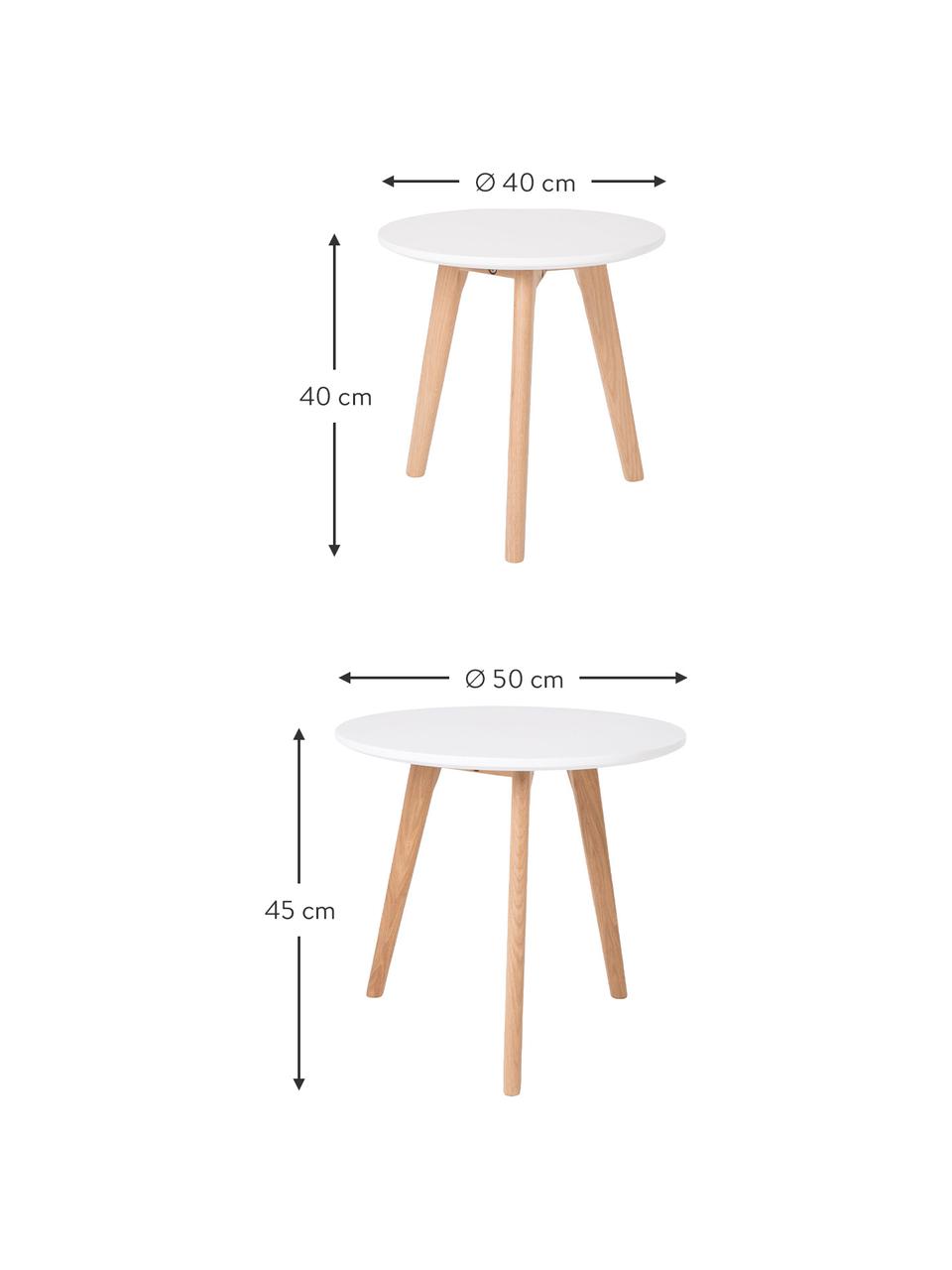 Set 2 tavolini design scandi Bodine, Gambe: legno massiccio di querci, Bianco, legno di quercia, Set in varie misure