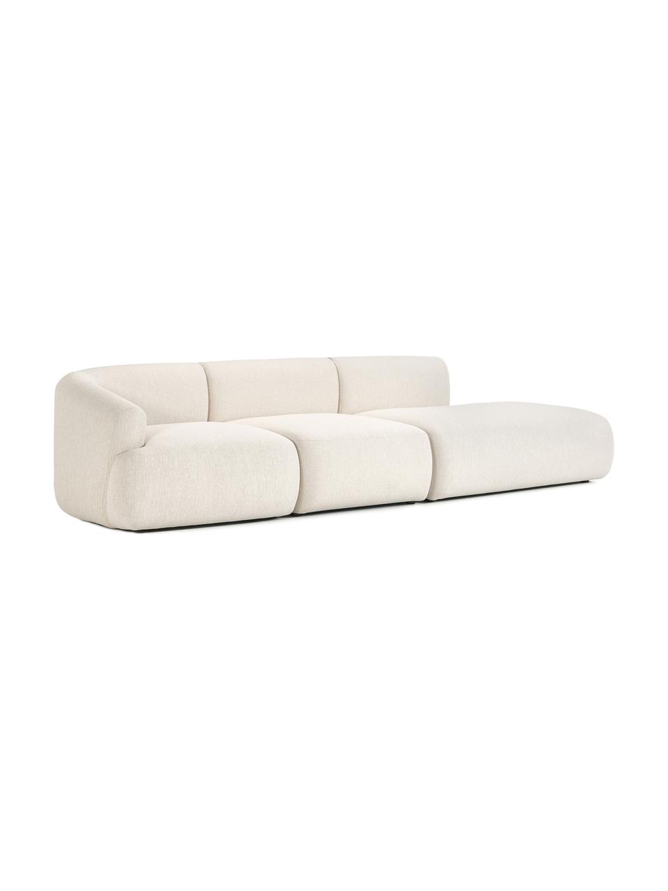 Méridienne modulable Sofia, Tissu blanc crème, larg. 340 x prof. 103 cm, dossier à gauche