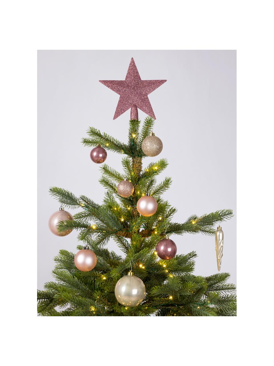 Breukvaste kerstboomhangersset Ros, 33-delig, Roze, goudkleurig, Set met verschillende formaten