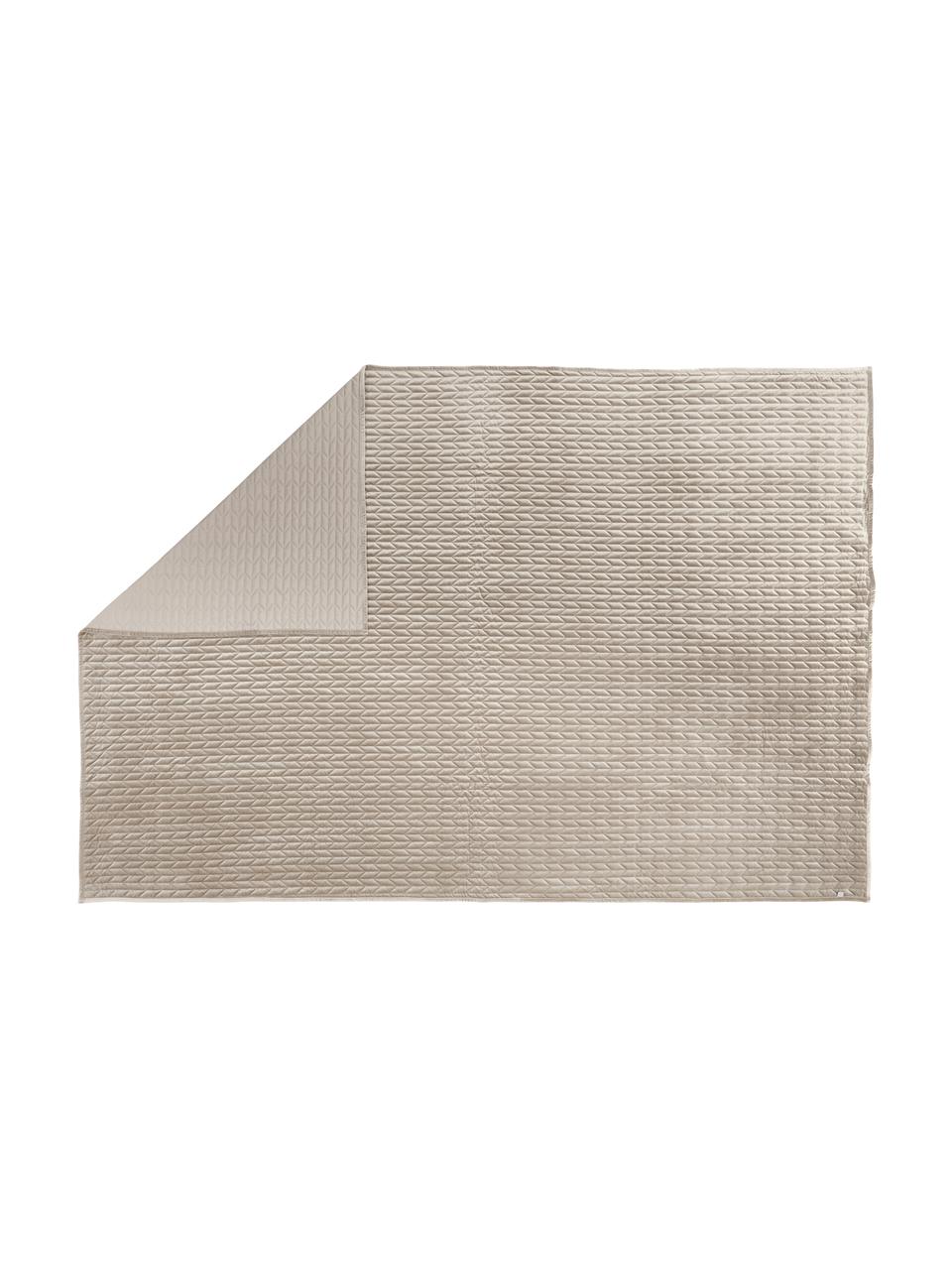 Colcha acolchada de terciopelo Tily, 100% poliéster, Beige, An 260 x L 260 cm (para camas de 200 x 200 cm)