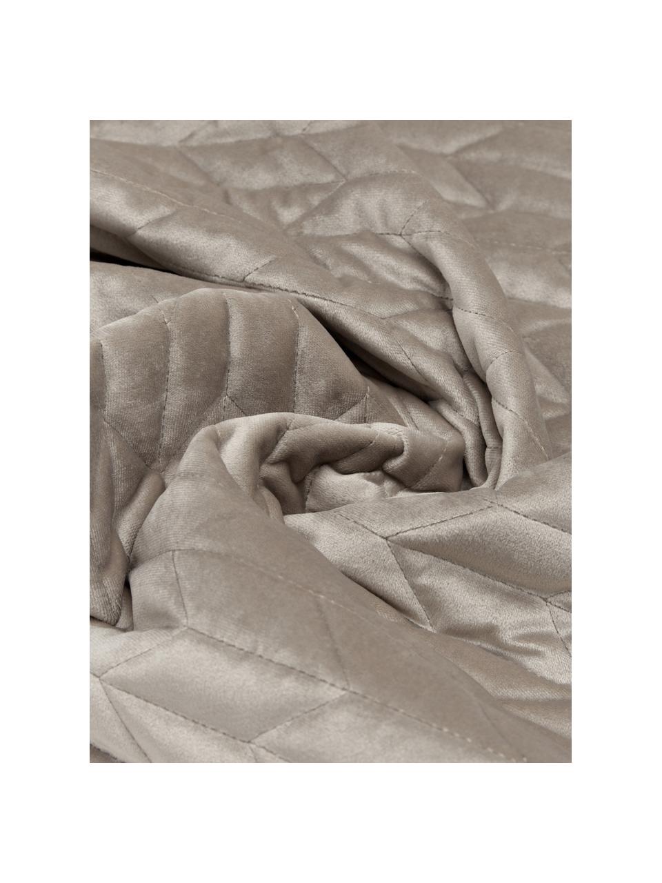 Colcha acolchada de terciopelo Tily, 100% poliéster, Beige, An 260 x L 260 cm (para camas de 200 x 200 cm)