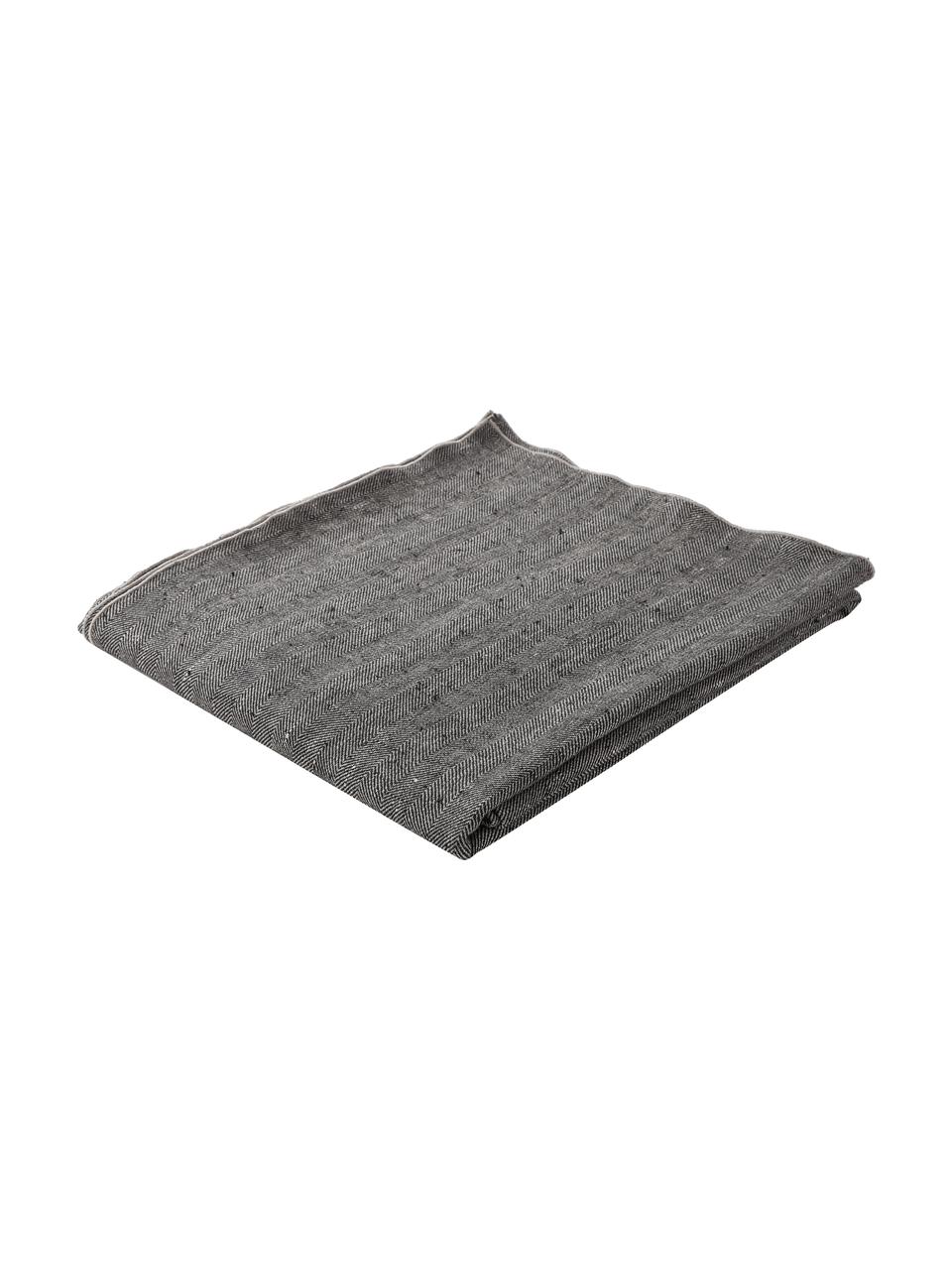 Linnen tafelkleed Audra met visgraatpatroon, 100% linnen, Donkergrijs, Voor 6 - 10 personen (B 147 x L 250 cm)