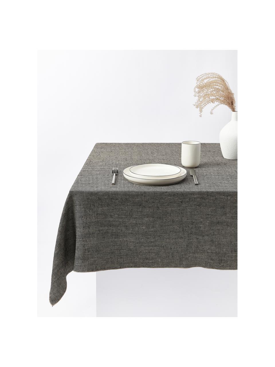 Mantel de lino Audra, 100% lino, Gris antracita, De 6 a 8 comensales (L 250 x An 150 cm)