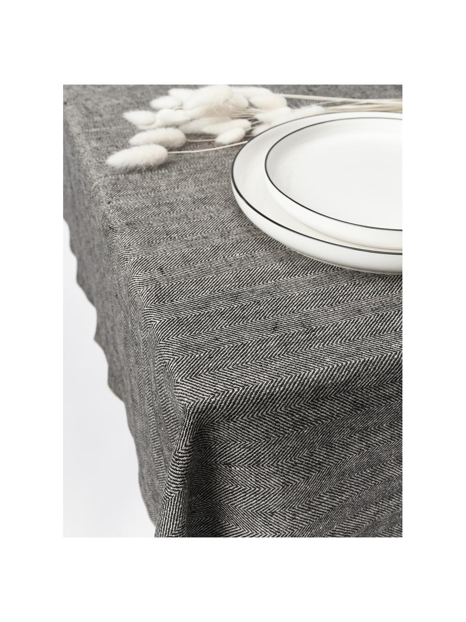 Mantel de lino Audra, 100% lino, Gris antracita, De 6 a 8 comensales (L 250 x An 150 cm)