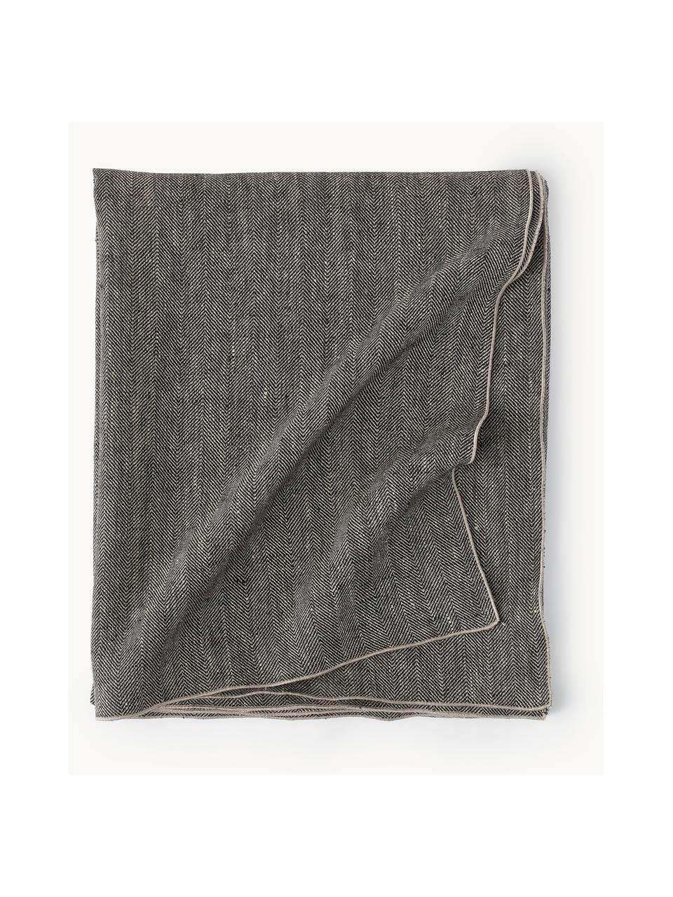 Mantel de lino Audra, 100% lino, Gris antracita, De 6 a 8 comensales (L 250 x An 150 cm)