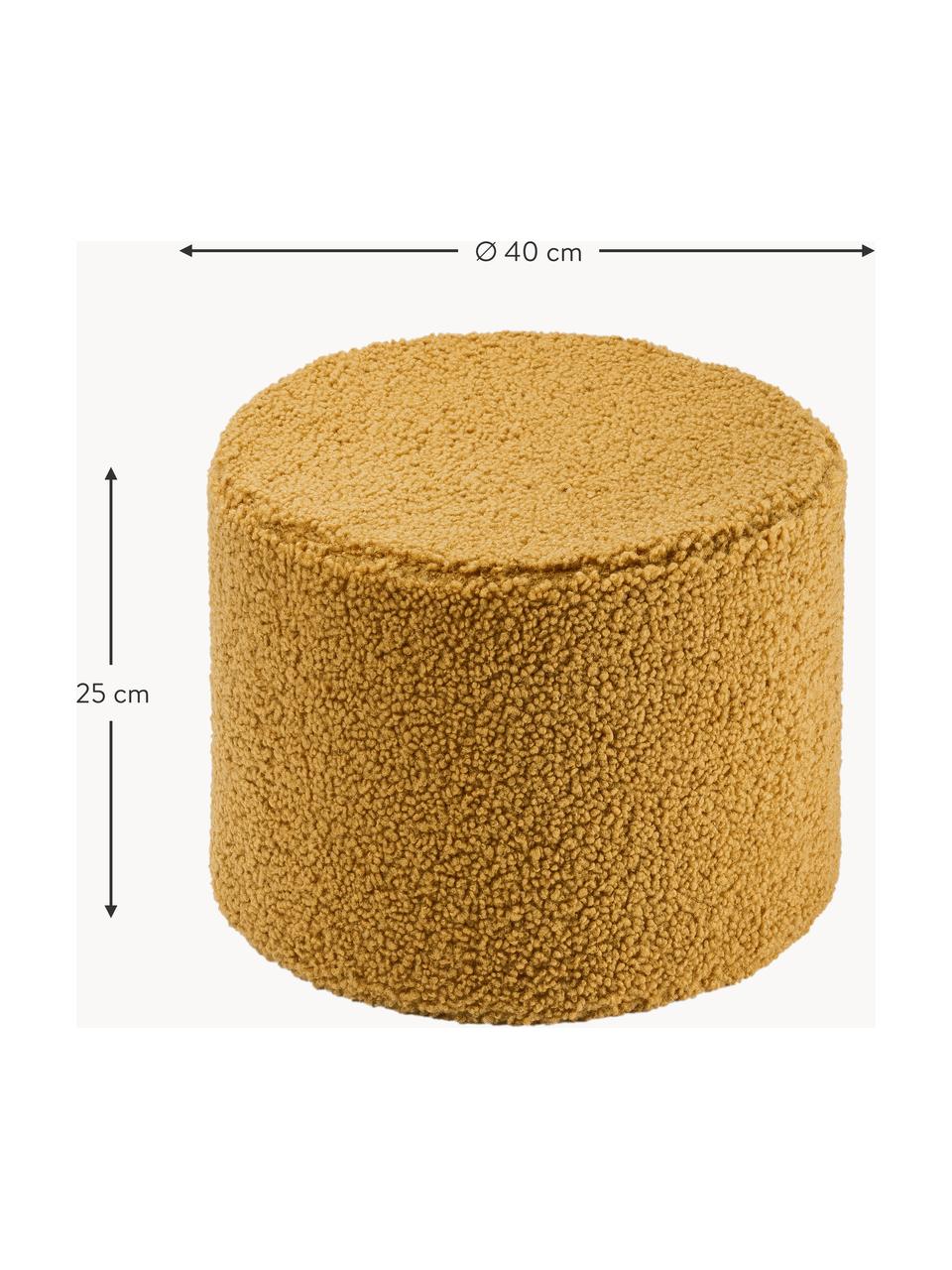 Kinderpoef Sugar uit teddy, Ø 40 cm, Bekleding: teddy (100% polyester), Teddy mosterdgeel, Ø 40 x H 25 cm