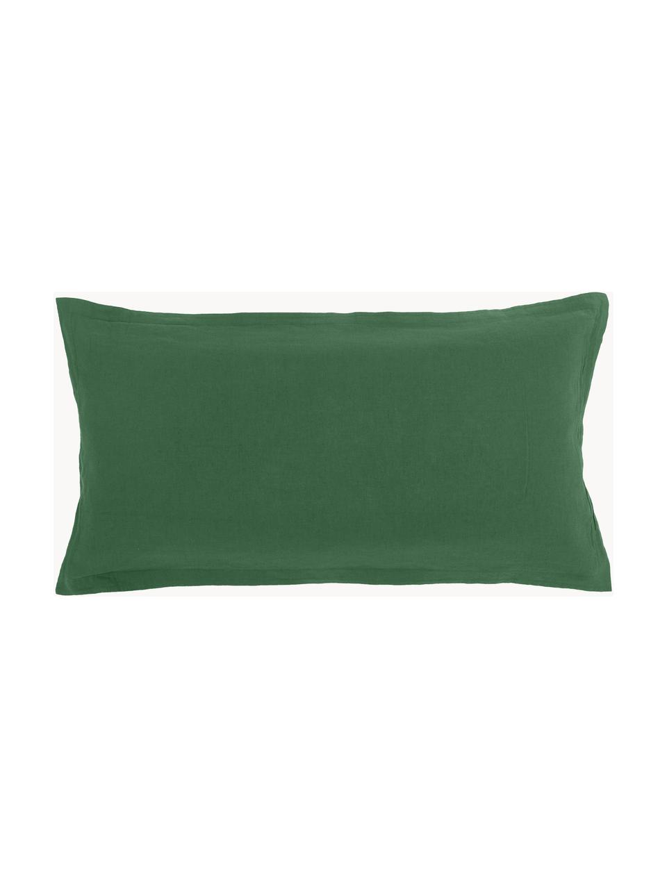 Poszewka na poduszkę z lnu z efektem sprania Nature, 2 szt., Ciemny zielony, S 40 x D 80 cm