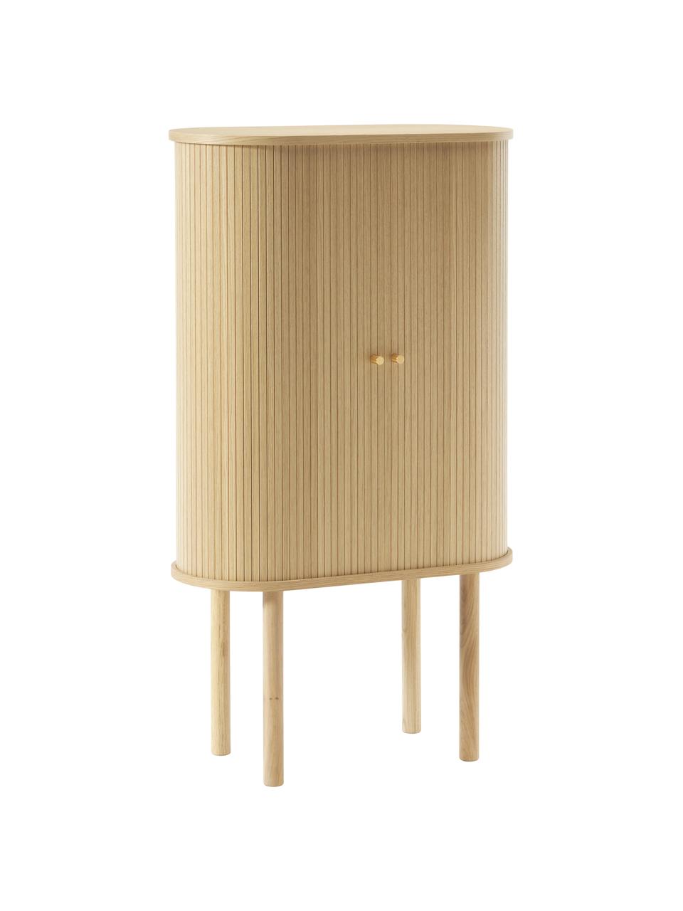 Vysoká skříňka s žebrováním Front, Světlé dřevo, Š 75 cm, V 130 cm