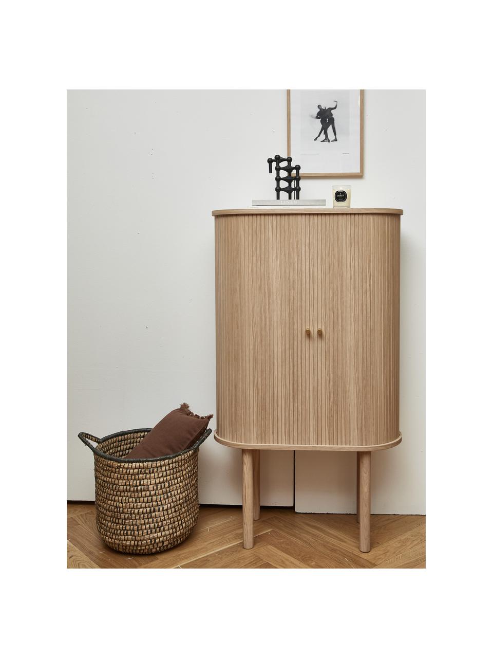 Chiffonnier Calary, Estructura: fibras de densidad media , Patas: madera de roble maciza ce, Madera clara, An 75 x Al 130 cm