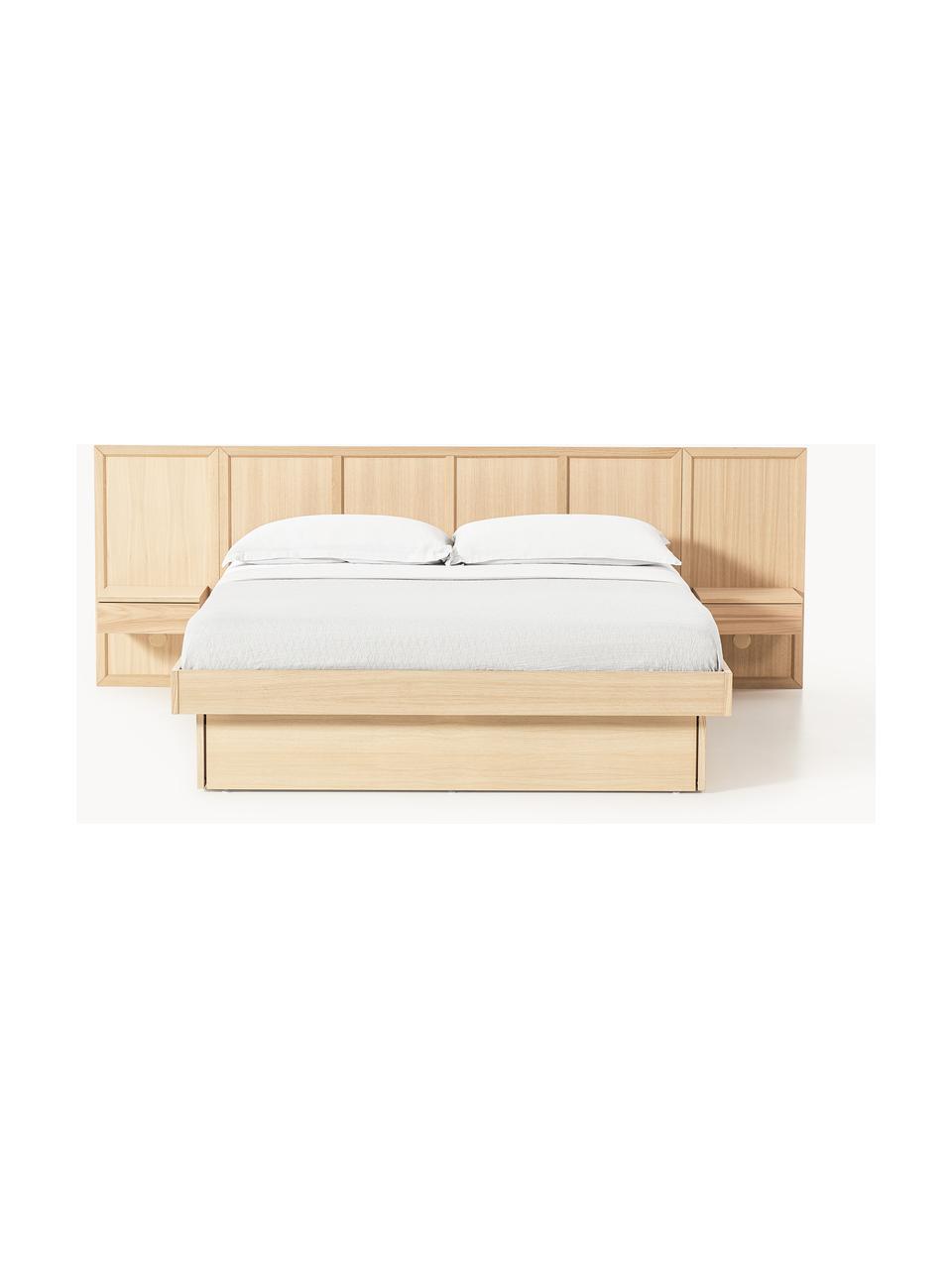 Holzbett Nanto mit Schubladen und Kopfteil, Füße: Kunststoff Dieses Produkt, Eichenholz, B 140 x L 200