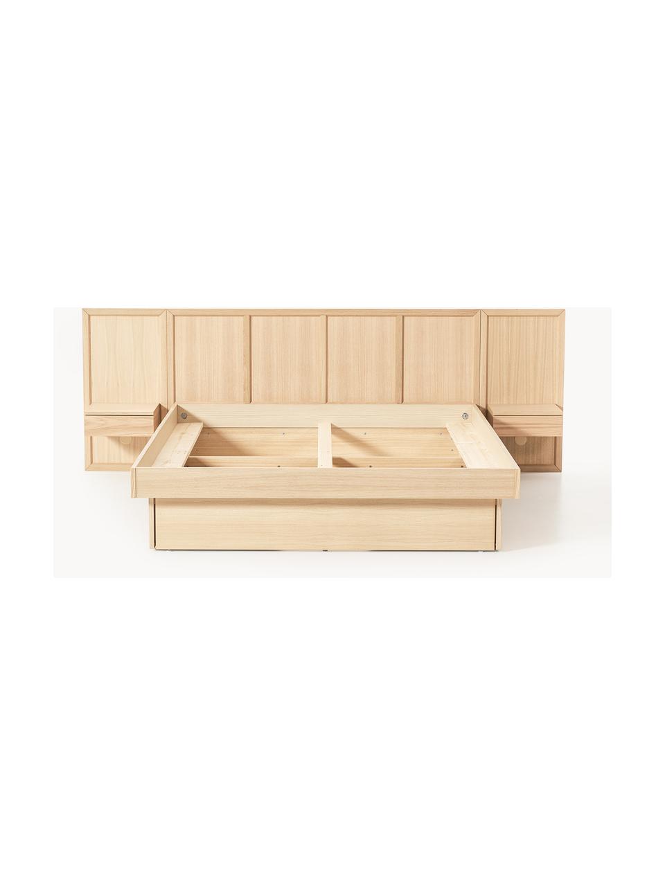 Holzbett Nanto mit Schubladen und Kopfteil, Füße: Kunststoff Dieses Produkt, Eichenholz, B 140 x L 200