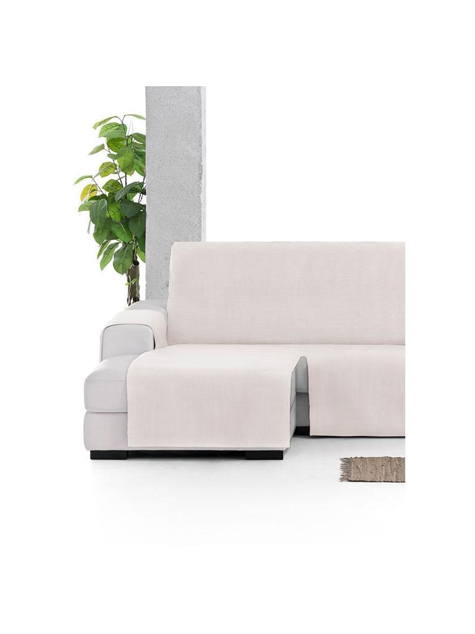Copertura divano angolare Levante, 65% cotone, 35% poliestere, Color crema, Larg. 150 x Lung. 290 cm, chaise-longue a destra
