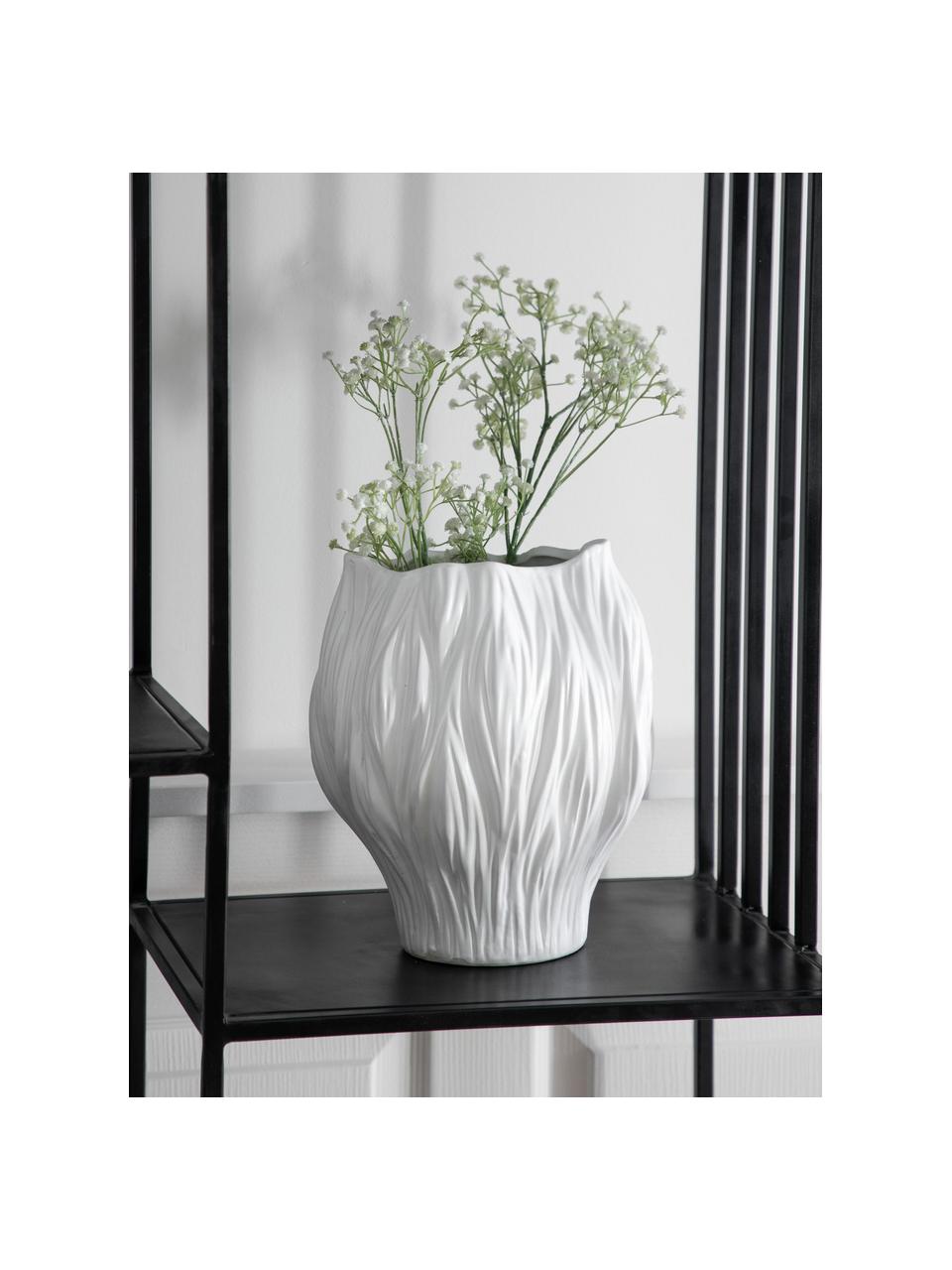 Vase design artisanal Flora, haut. 26 cm, Grès cérame, Blanc, Ø 22 x haut. 26 cm