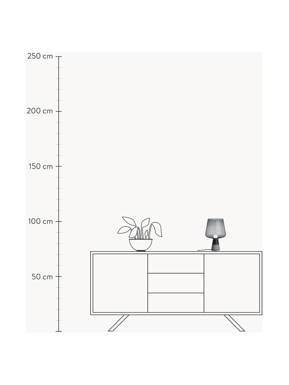 Kleine Tischlampe Leimu, mundgeblasen, Lampenschirm: Glas, mundgeblasen, Dunkelgrau, transparent, Ø 20 x H 30 cm