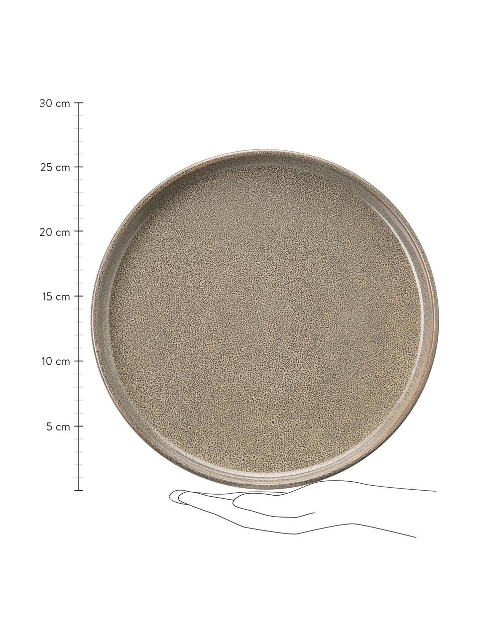 Steingut Speiseteller Ceylon in Grau/Grün gesprenkelt, 2 Stück, Steingut, Bräunlich, Grüntöne, Ø 27 cm