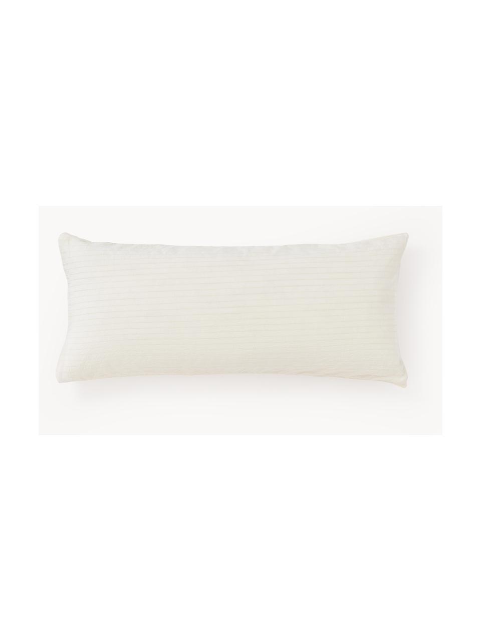 Funda de almohada de percal a rayas River, Parte superior: 85% algodón, 10% poliéste, Off White, An 45 x L 110 cm