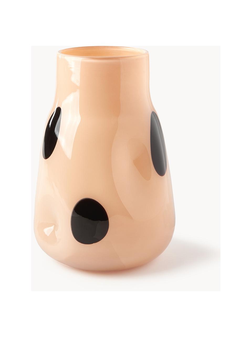 Glas-Vase Romilly, H 32 cm, Glas, Peach, Schwarz, Ø 21 x H 32 cm