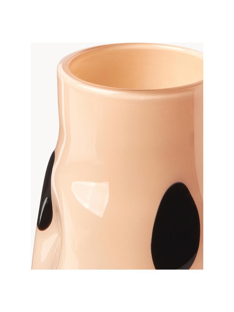 Glas-Vase Romilly, H 32 cm, Glas, Peach, Schwarz, Ø 21 x H 32 cm