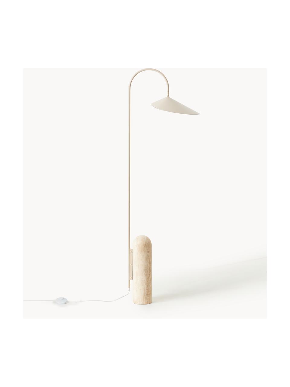 Lampadaire avec pied en travertin Arum, orientable, Blanc cassé, Travertin beige clair, haut. 136 cm