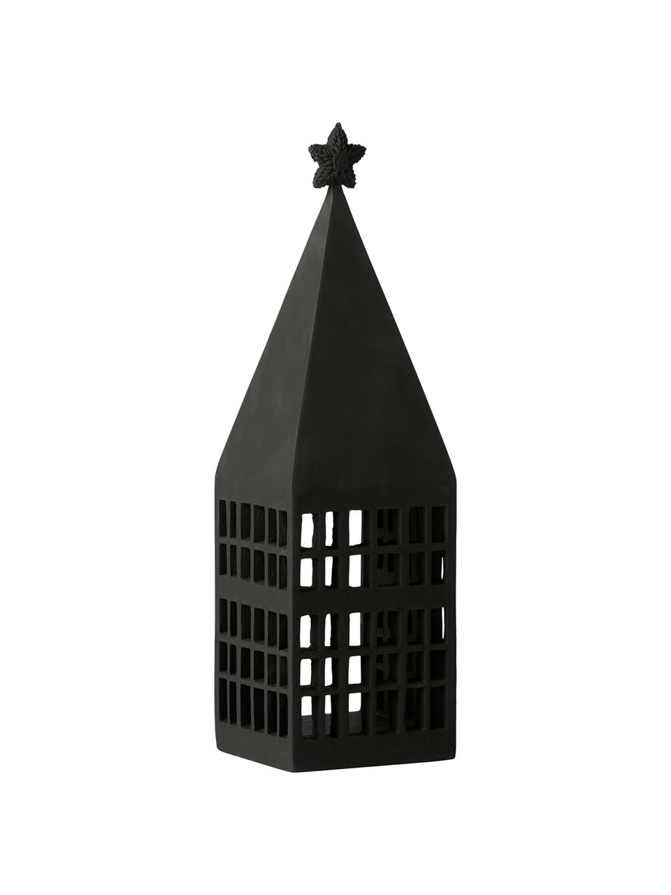 Portavelas Serafina House, Poliresina, Negro, An 10 x Al 33 cm