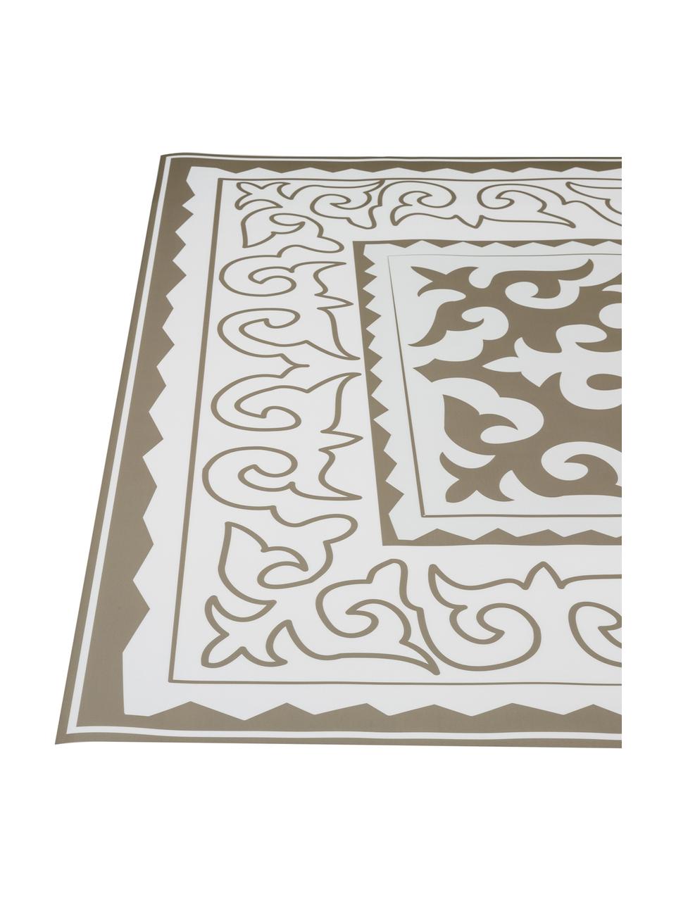 Tapis antidérapant intérieur extérieur en vinyle Aksana, Vinyle, recyclable, Blanc, taupe, larg. 136 x long. 203 cm