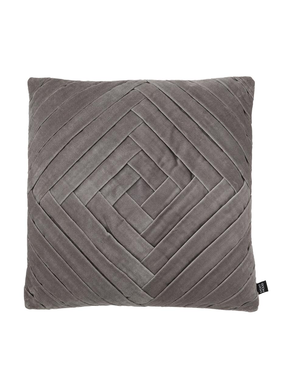 Cuscino in velluto Marisa, Rivestimento: 100% cotone, Grigio scuro, Larg. 45 x Lung. 45 cm