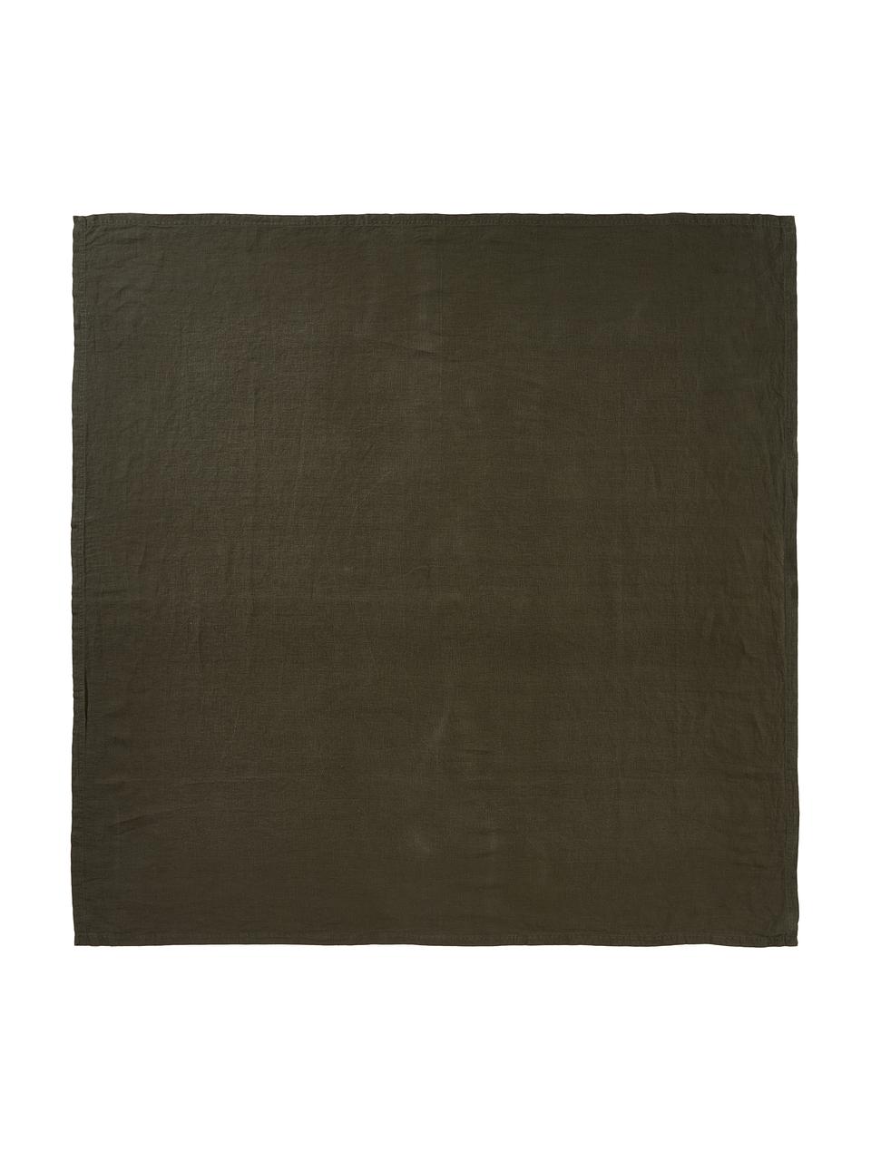 Linnen tafelkleed Pembroke in groen, 100% linnen, Groen, Voor 4 - 6 personen (B 140 x L 140 cm)