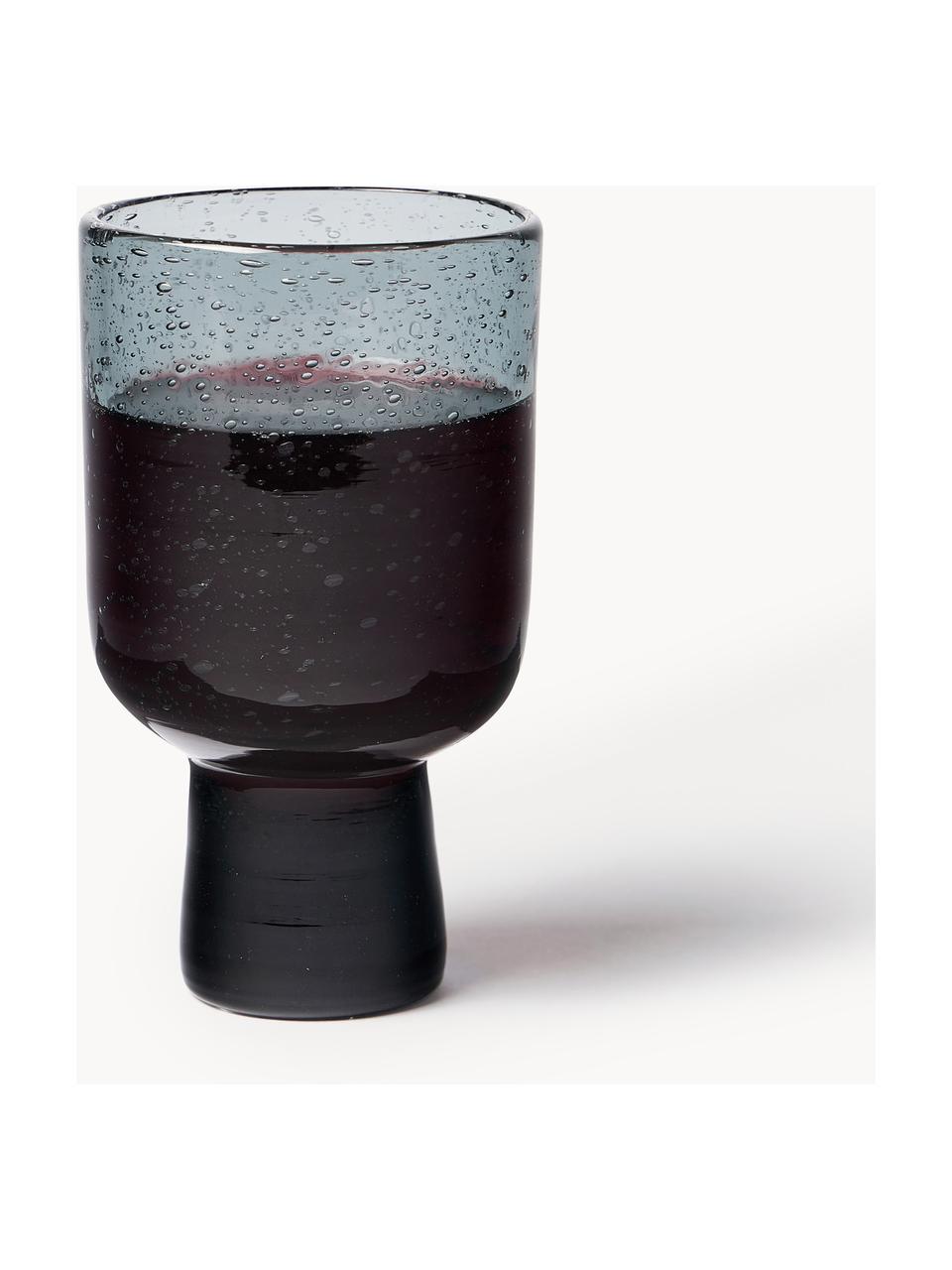 Handgemaakte wijnglazen Bari met luchtbellen, 6 stuks, Glas, Grijs, Ø 7 x H 12 cm, 250 ml