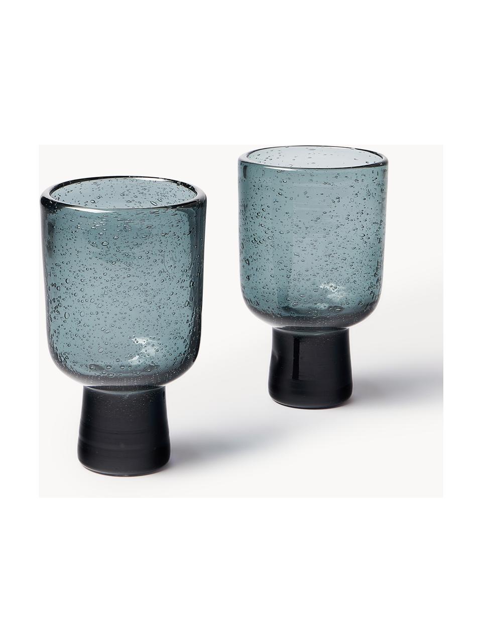 Copas artesanales con burbujas de aire Bari, 6 uds., Vidrio, Gris, Ø 7 x Al 12 cm, 250 ml