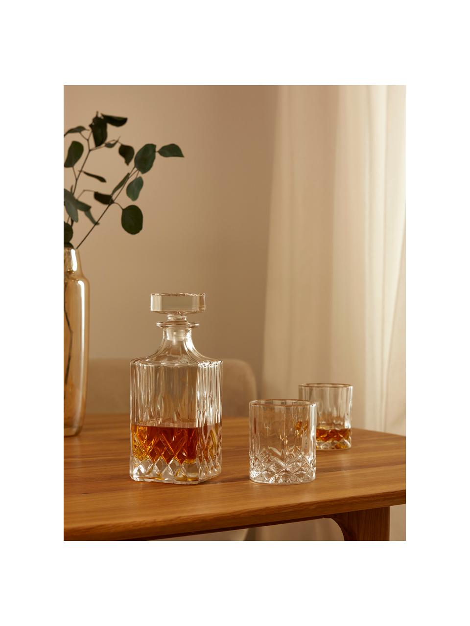 Set da whisky con rilievo in cristallo George 3 pz, Vetro, Trasparente, Set in varie misure