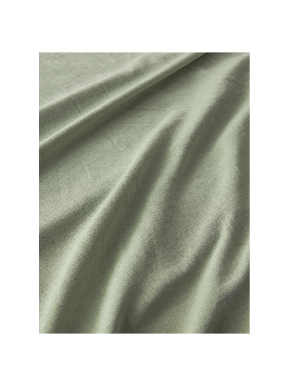 Copripiumino in cotone e lino jacquard Amita, Verde salvia, Larg. 200 x Lung. 200 cm