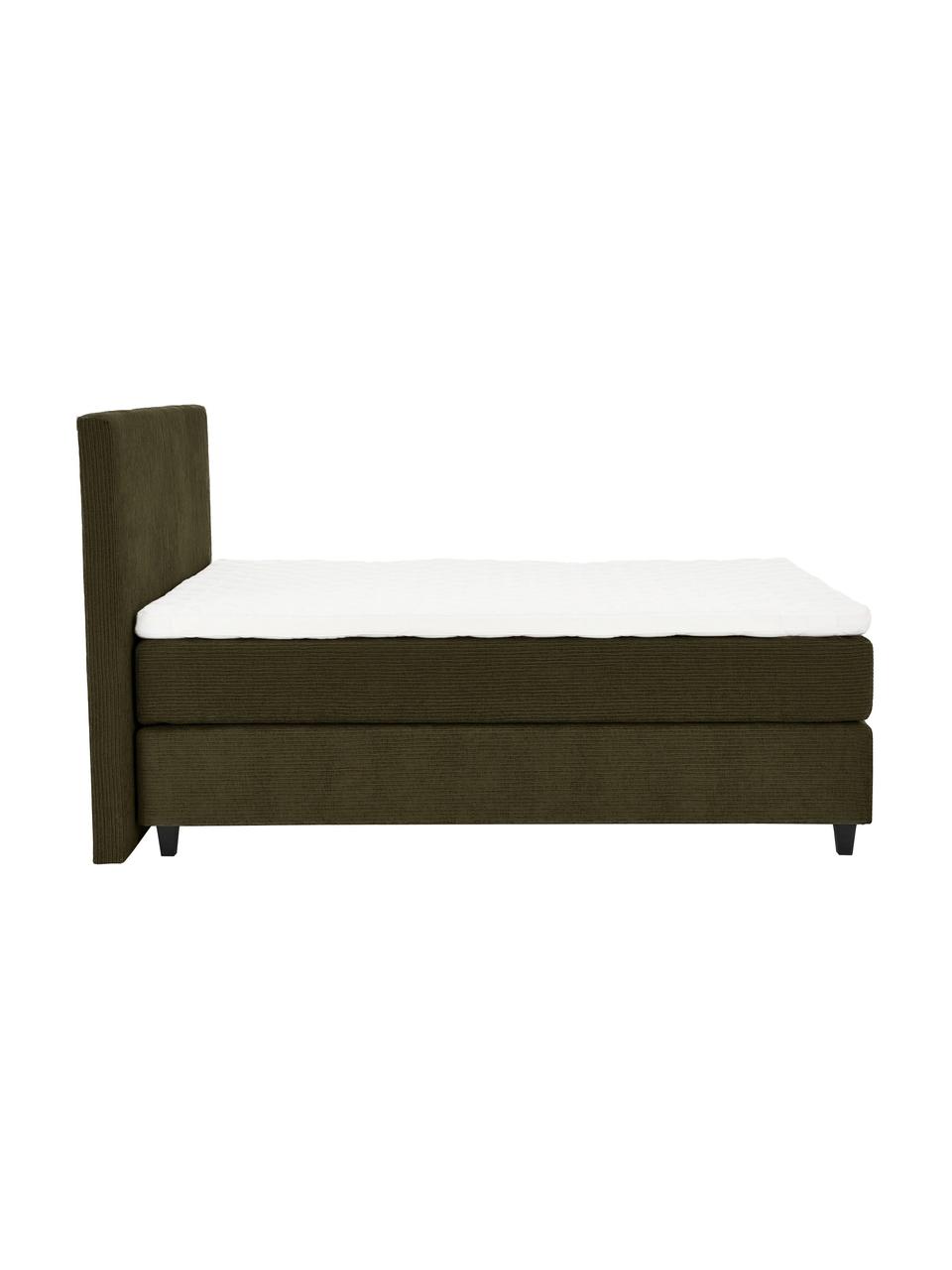 Manšestrová boxspring postel premium Eliza, Tmavě zelená, Š 140 cm, D 200 cm, stupeň tvrdosti 3