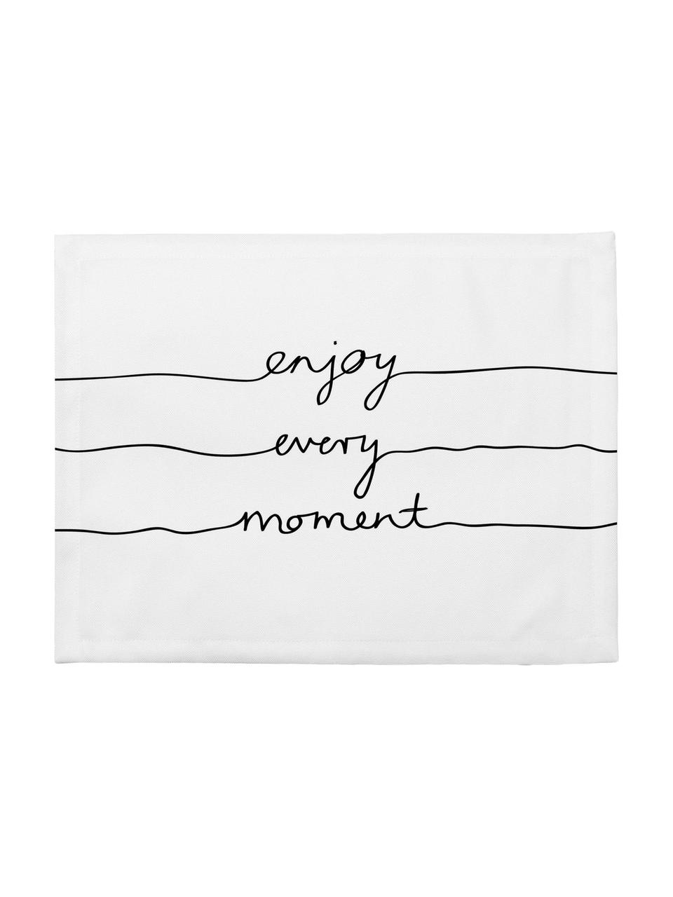 Tovaglietta americana Enjoy every Moment 4 pz, Poliestere, Bianco con macchie nere, Larg. 35 x Lung. 45 cm