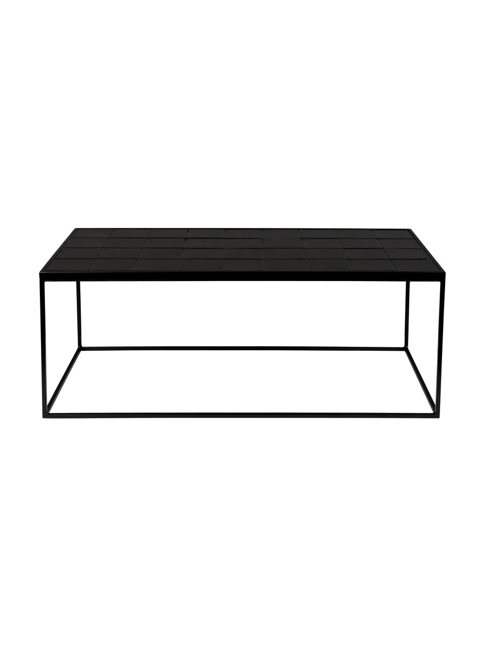 Konferenční stolek s kachličkami Glaze, Černá, Š 93 cm, H 43 cm