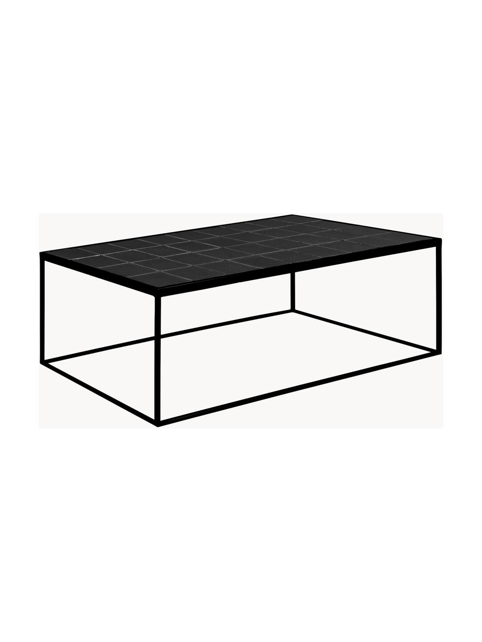 Table basse avec carrelage Glaze, Noir, larg. 93 x prof. 43 cm