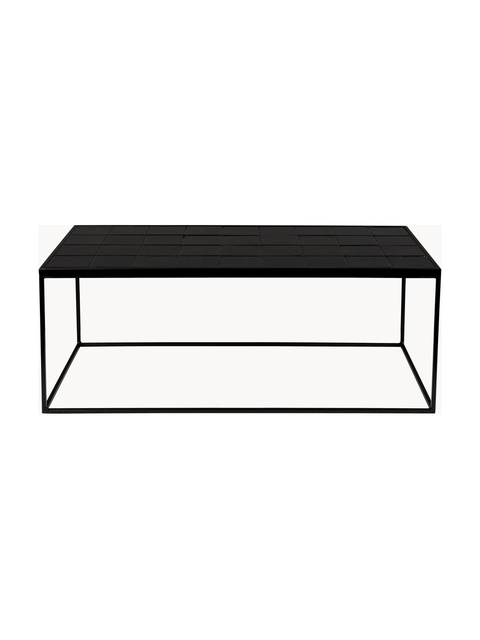 Table basse avec carrelage Glaze, Noir, larg. 93 x prof. 43 cm