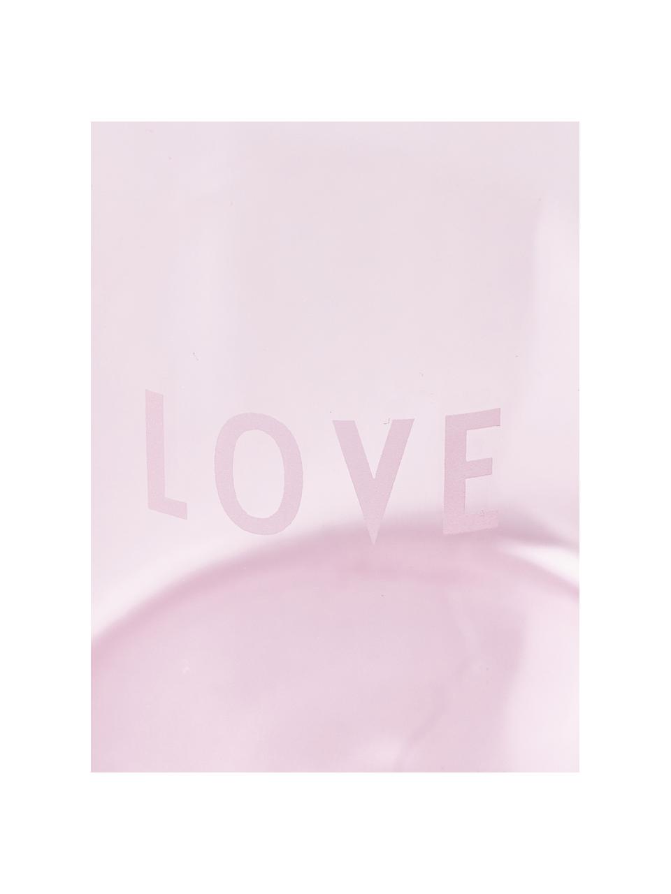 Designer Wasserglas Favourite LOVE mit Schriftzug, Borosilikatglas, Hellrosa (Love), Ø 8 x H 11 cm, 350 ml