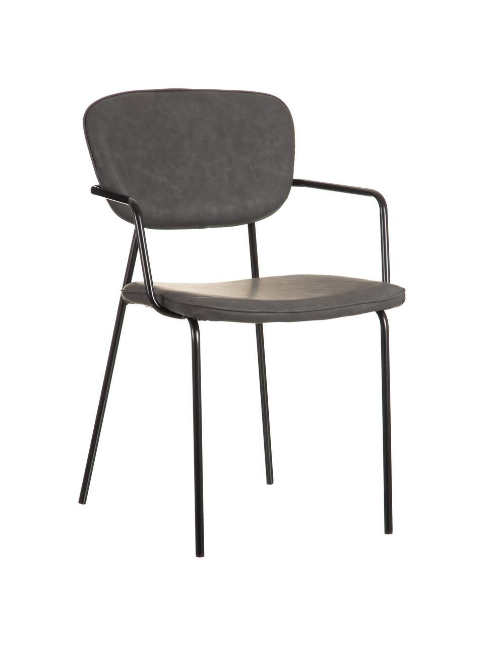 Čalouněná židle z imitace kůže Iskia, Tmavě šedá, černá