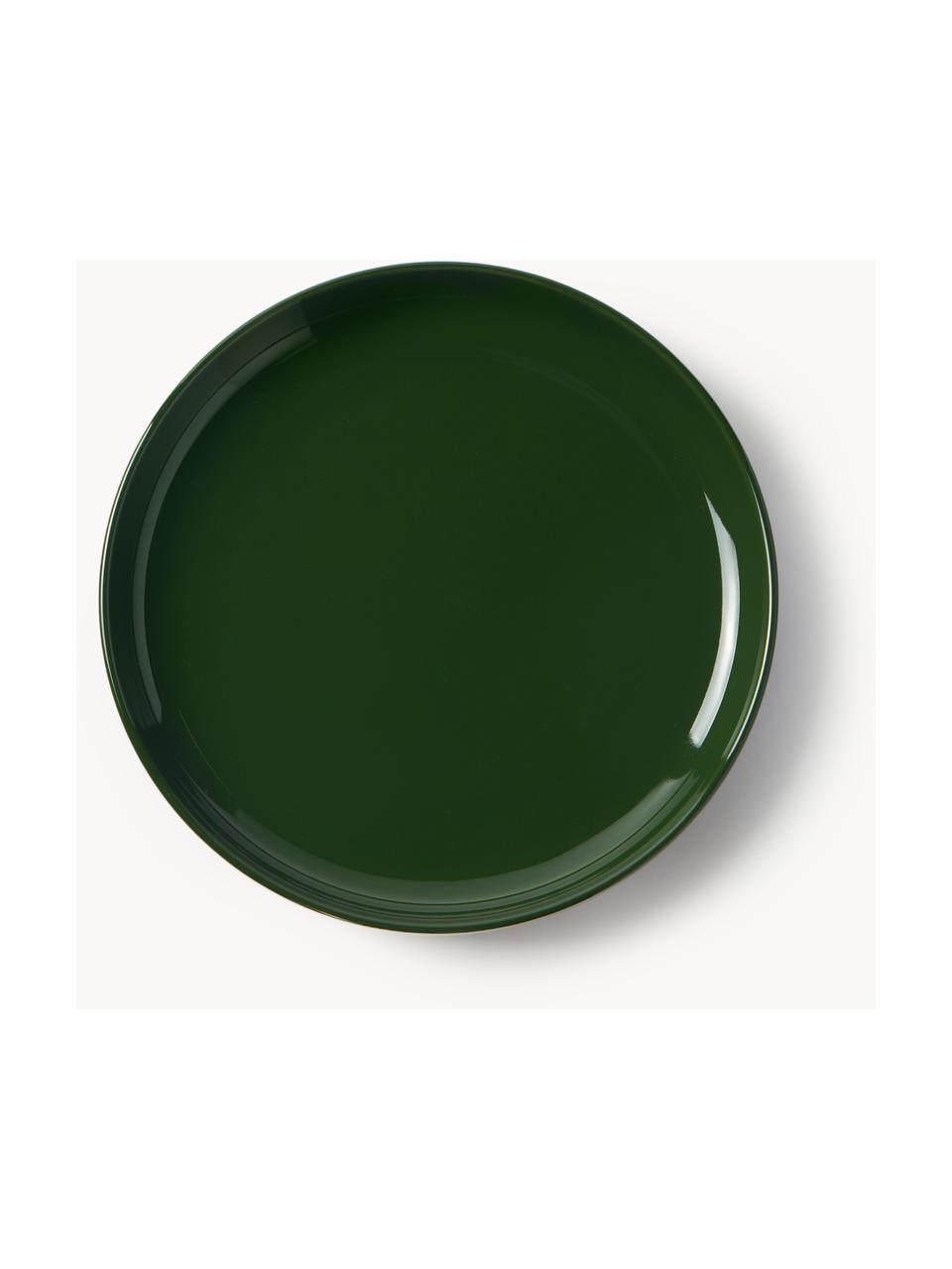 Assiettes à dessert en porcelaine Nessa, 4 pièces, Porcelaine de haute qualité, émaillé, Vert foncé, haute brillance, Ø 19 cm