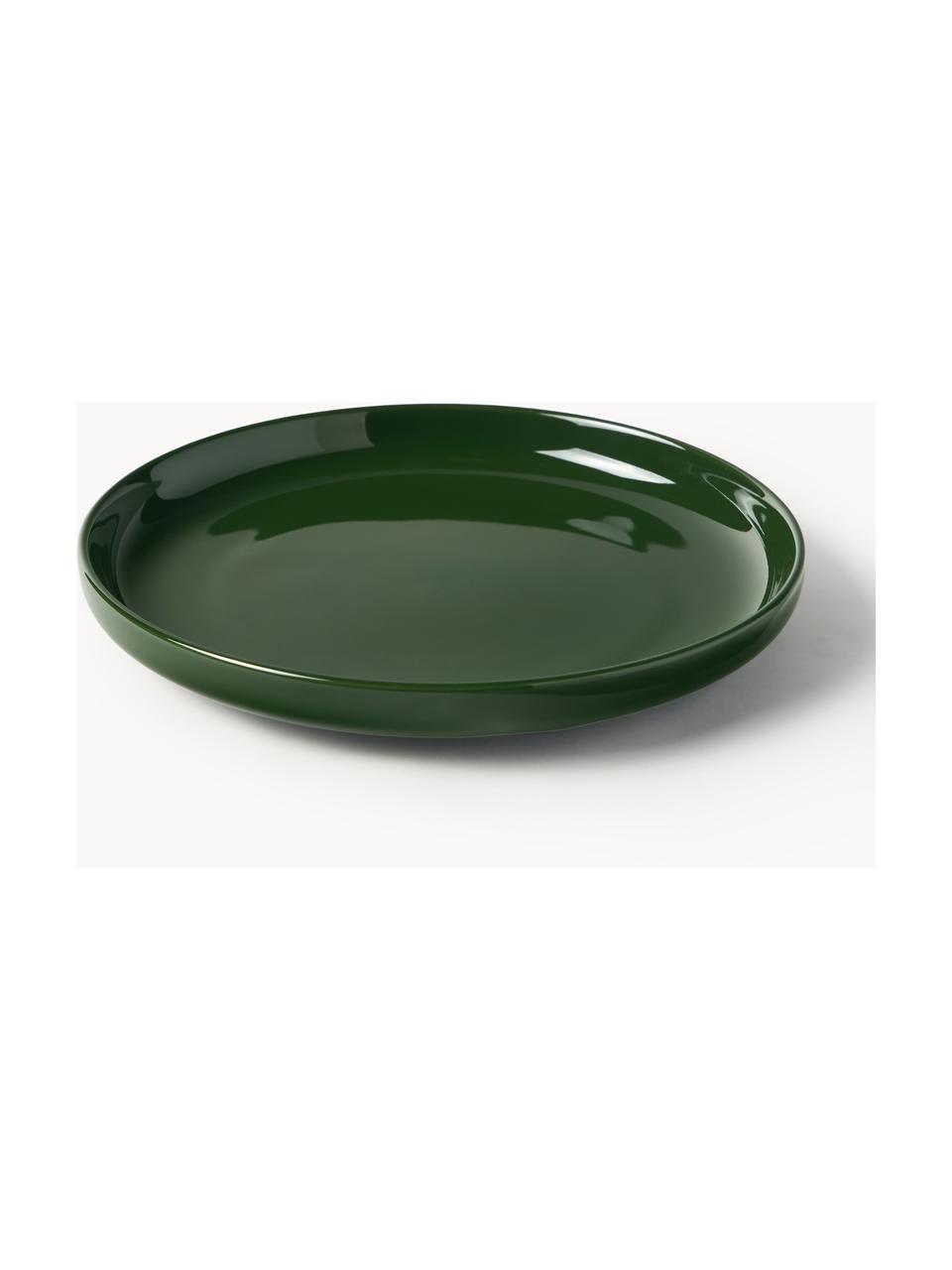 Assiettes à dessert en porcelaine Nessa, 4 pièces, Porcelaine de haute qualité, émaillé, Vert foncé, haute brillance, Ø 19 cm