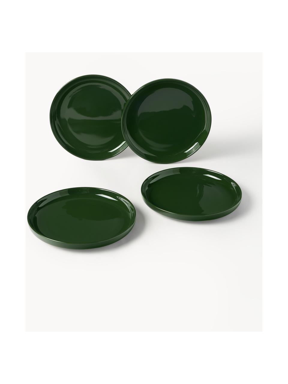 Assiettes à dessert en porcelaine Nessa, 4 pièces, Porcelaine de haute qualité, émaillé, Vert foncé, haute brillance, Ø 19 cm