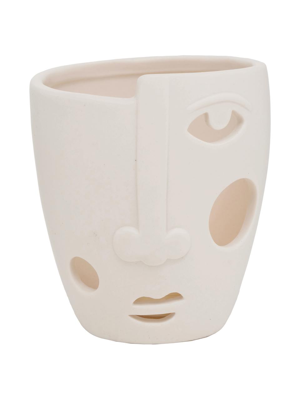 Bougeoir pour bougies chauffe-plat design porcelaine Faces, 2 élém., Porcelaine, Blanc crème, Ø 9 x 9 cm