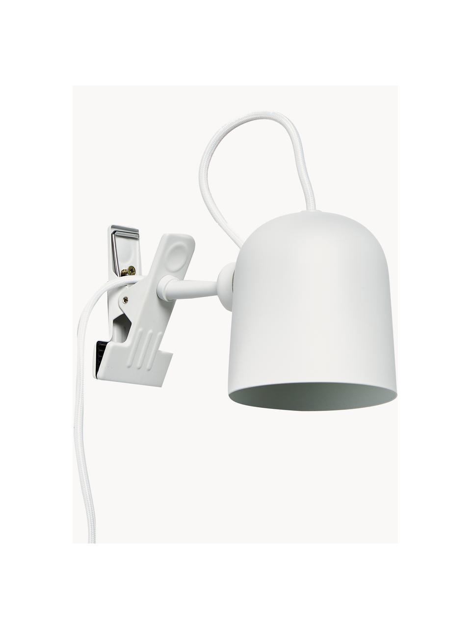Lámpara de escritorio Angle, Lámpara: metal con pintura en polv, Cable: cubierto en tela, Blanco, Ø 10 x Al 12 cm