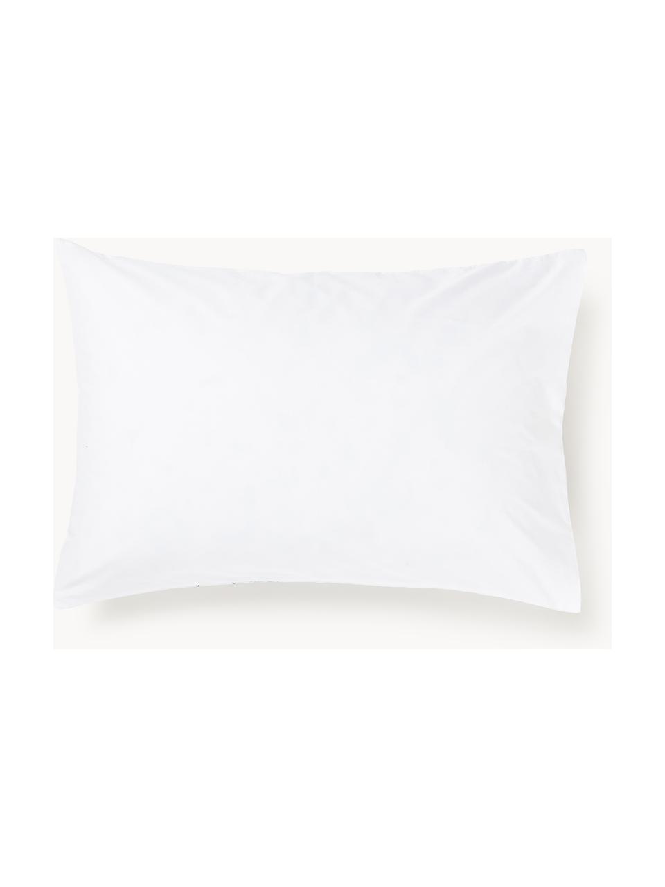 Taie d'oreiller en percale de coton avec broderie de Noël Elvien, Blanc, multicolore, larg. 50 x long. 70 cm