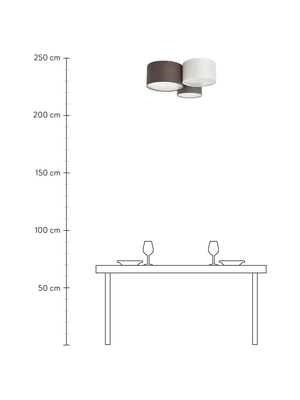Veľká stropná lampa Pastore, Hnedá, sivá, biela, Š 49 x V 26 cm